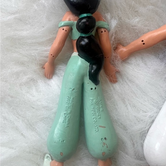 VTG Disney Aladdin + Jasmine + Genie PAX Bendable PVC Poseable Action Figures - Picture 9 of 10